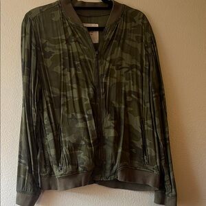Mossimo Supply Co. Y2K Green Camouflage Zip Font Bomber Jacket XL